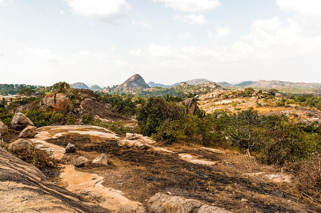 African nature landscape with vegetation and terrain