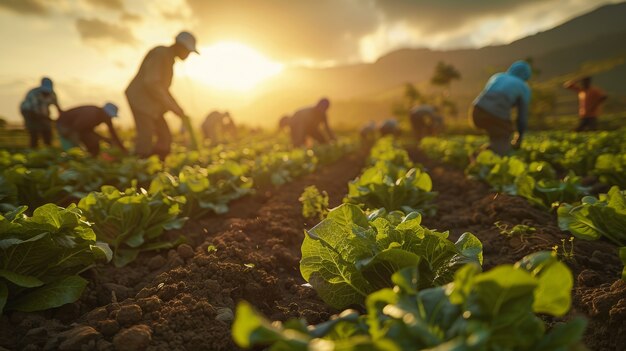 African people harvesting vegetables