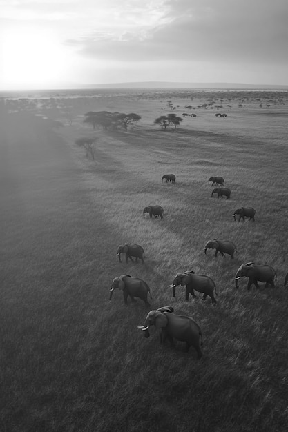 Free Photo african savannah scene in black and white