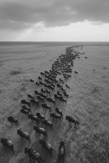 Free Photo african savannah scene in black and white