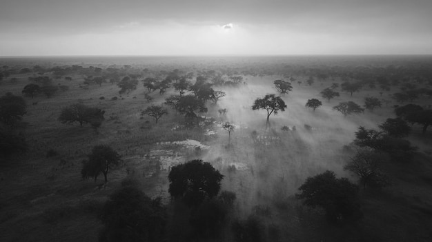 Free Photo african savannah scene in black and white