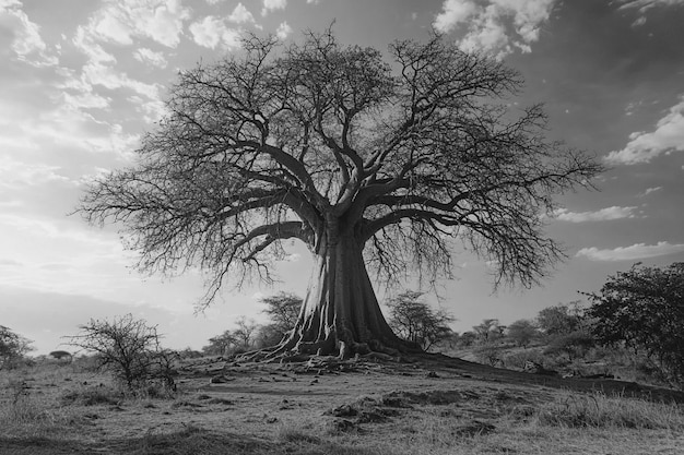 Free photo african savannah scene in black and white