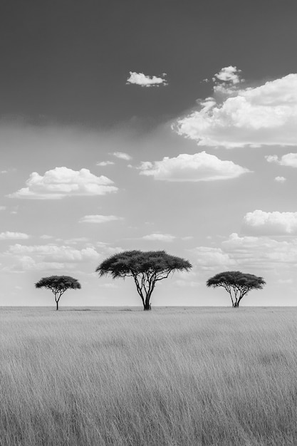 Free Photo african savannah scene in black and white