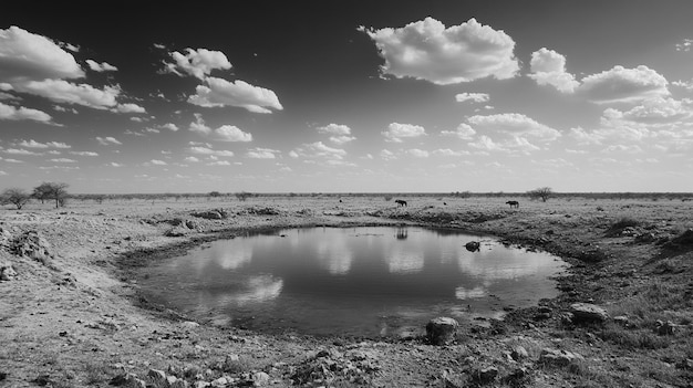 Free photo african savannah scene in black and white