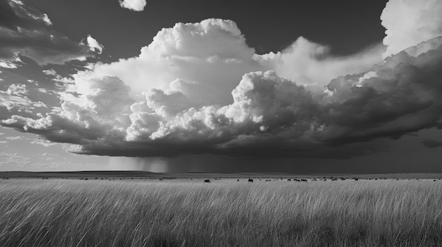 Free photo african savannah scene in black and white