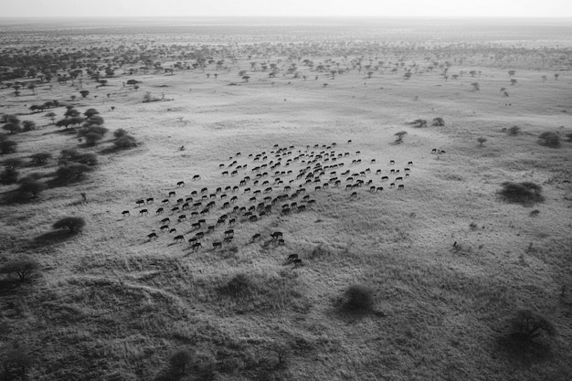 Free Photo african savannah scene in black and white