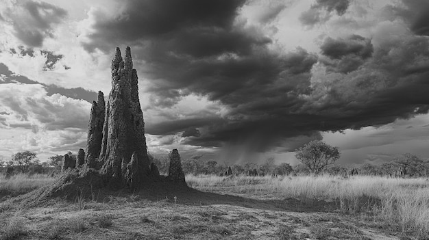 Free Photo african savannah scene in black and white