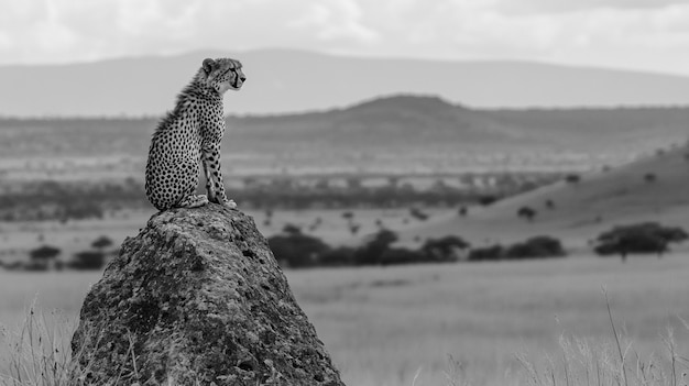 Free Photo african savannah scene in black and white