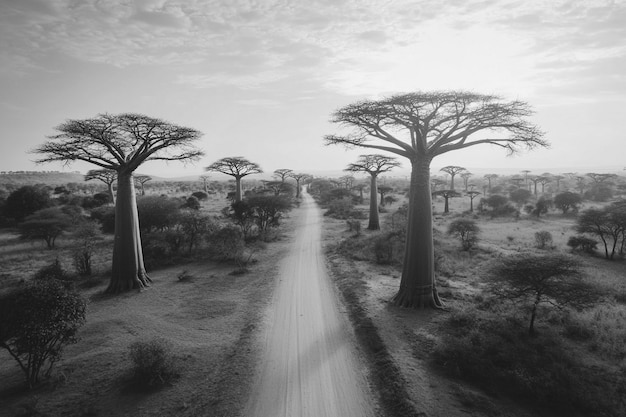 Free photo african savannah scene in black and white