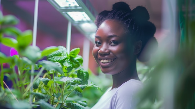 Free photo african woman  harvesting vegetables