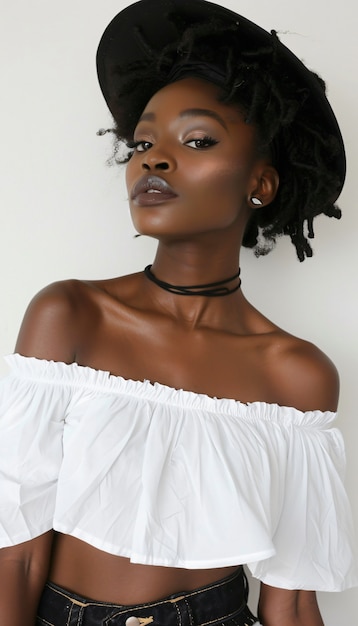 Free photo african woman posing in studio