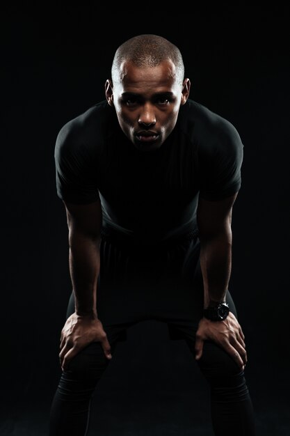 Afro american sports man resting after workout