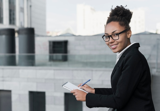 Afro american woman with glasses