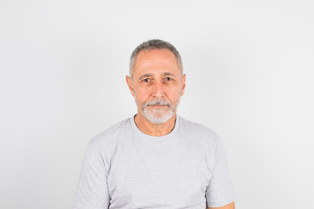 Aged man in t-shirt