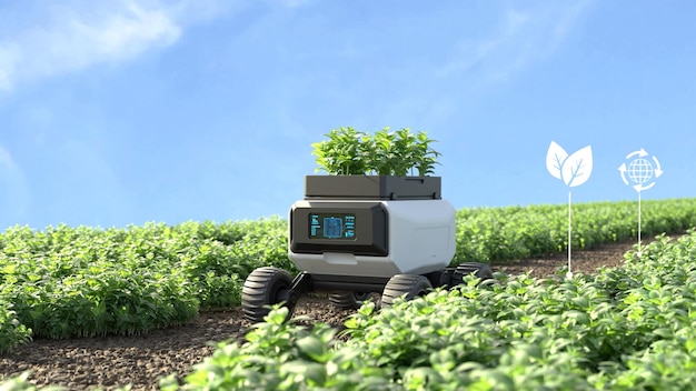 Free photo agricultural robots work in smart farms