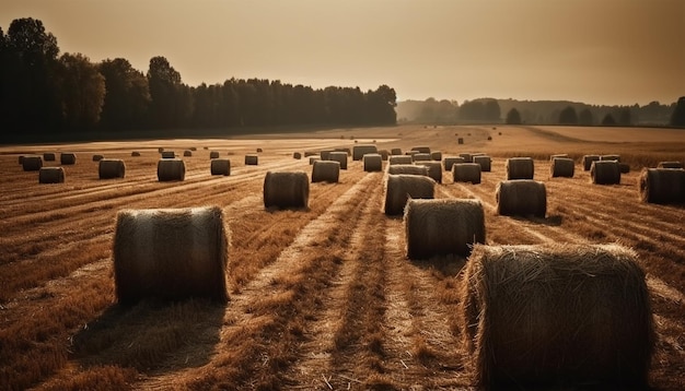 Free photo agriculture with bale and farm hay nature rural scene outdoors summer landscape straw generated by artificial intelligence