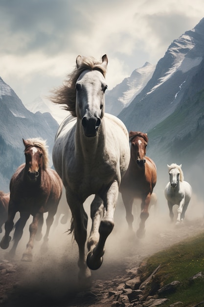 Free Photo ai generated horses picture