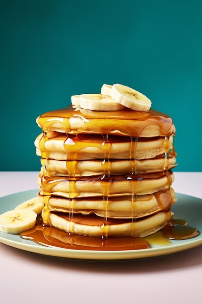 Free photo ai generated image of banana pancakes