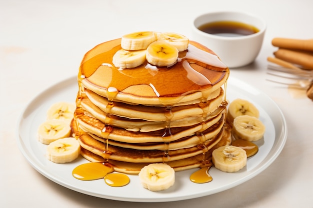 Free photo ai generated image of banana pancakes