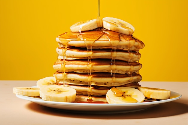 Free photo ai generated image of banana pancakes