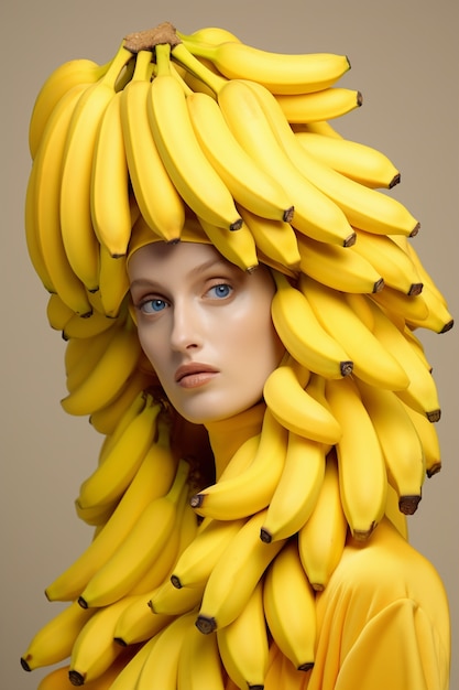 Ai generated image of woman with bananas