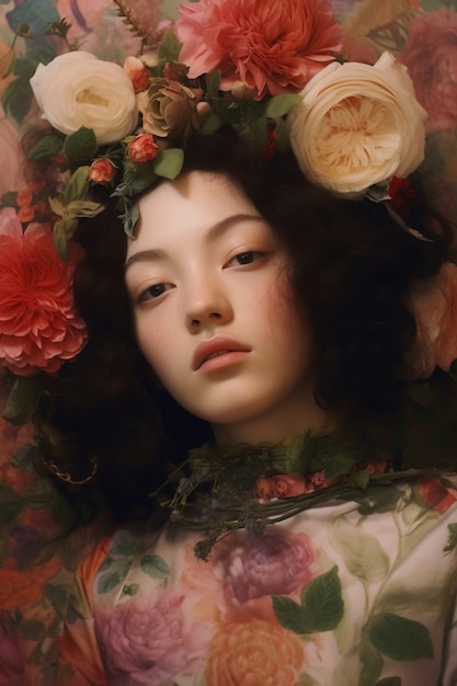 Free photo ai generated of woman bloom portrait