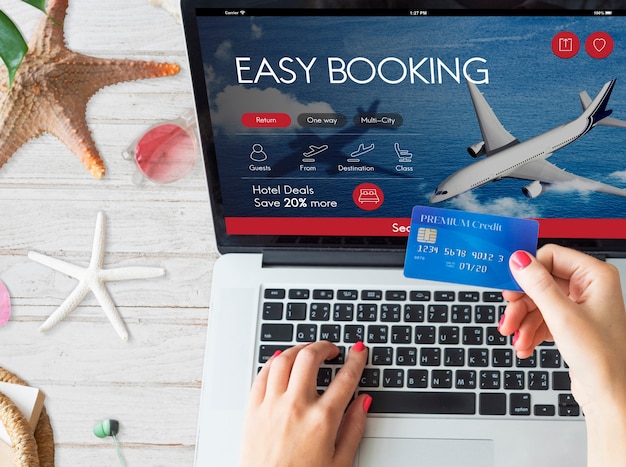 Free photo air ticket flight booking concept