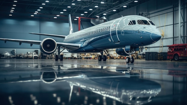 Free Photo aircraft at rest in a hangar lined up like steel birds