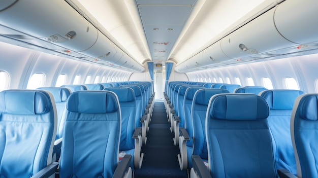 Airplane seats empty the interior of an airline