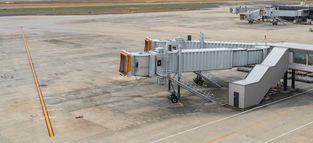 Airport terminal boarding gate .