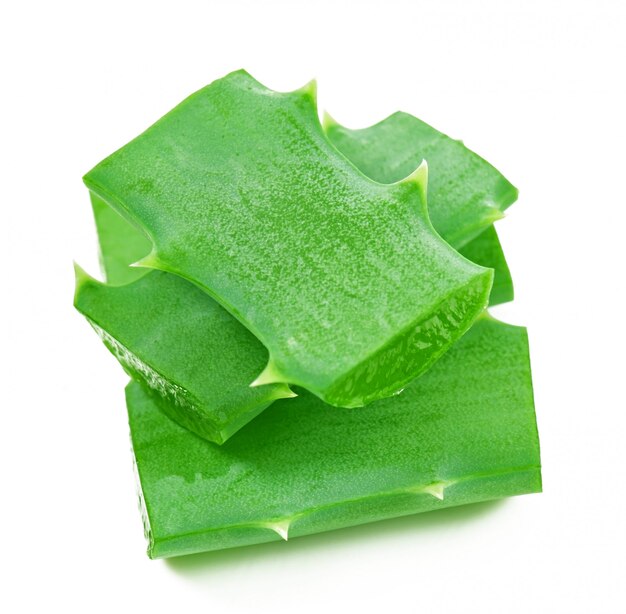 aloe vera leaf and slices isolated