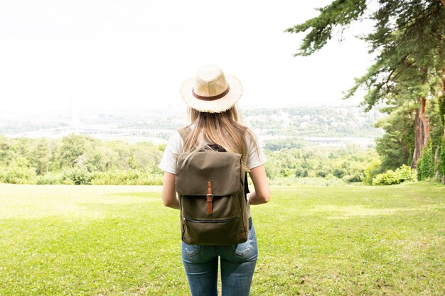 Alone traveller shot from behind