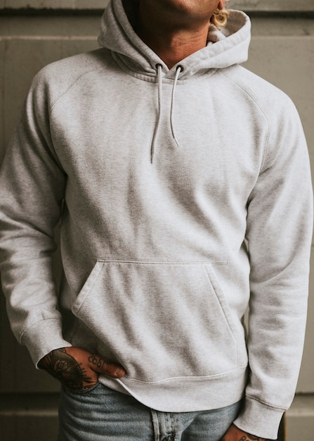 Free Photo alternative man in a white hoodie