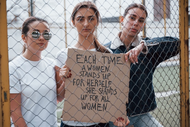 Free photo always together. group of feminist women have protest for their rights outdoors