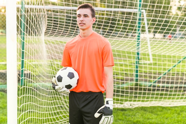 Amateur football concept with goalkeeper