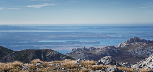 Free photo amazing panoramic shot of the adriatic sea taken from mount velebit in croatia