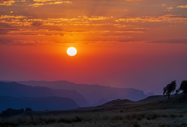 Free photo amazing shot of the similan mountains national park during a sunset in ethiopia