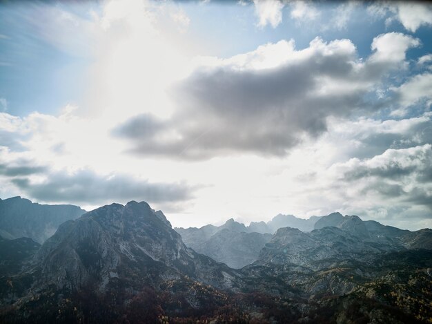 Amazing view on blue sky and mountain in MontenegroxA