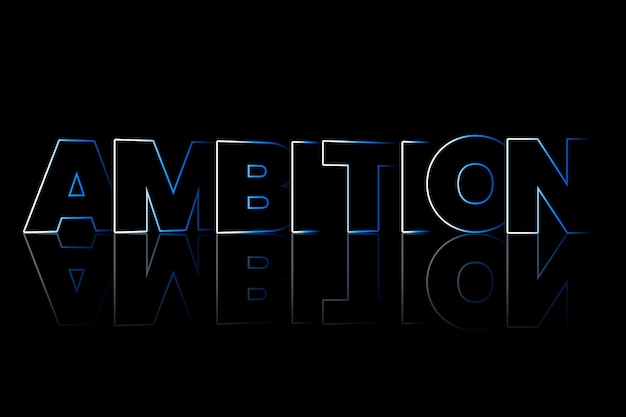 Ambition shadow style typography on black background