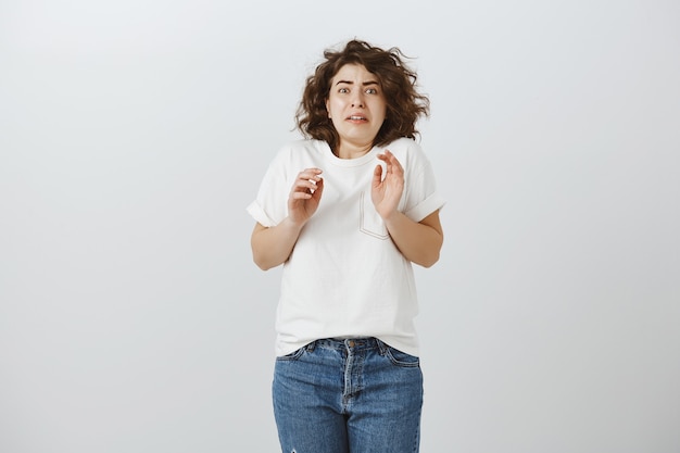 Ambushed disgusted girl grimacing displeased