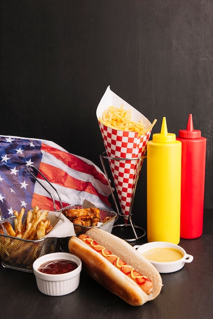 Free photo american fast food composition