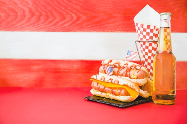 American fast food concept with hot dog