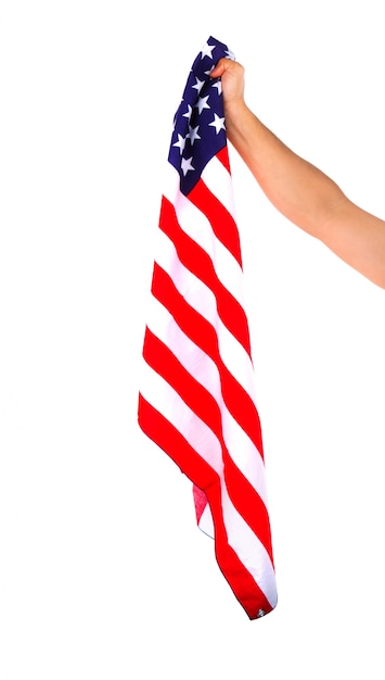 American flag held with one hand