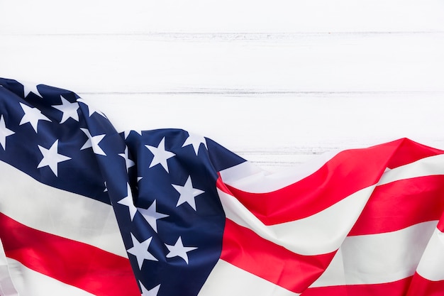 American flag streamer on white surface