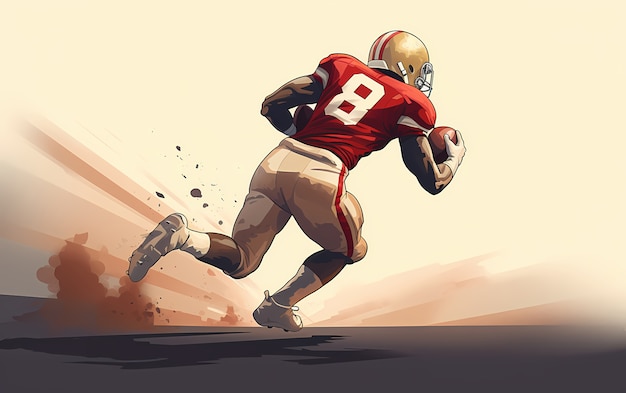 American football character with equipment