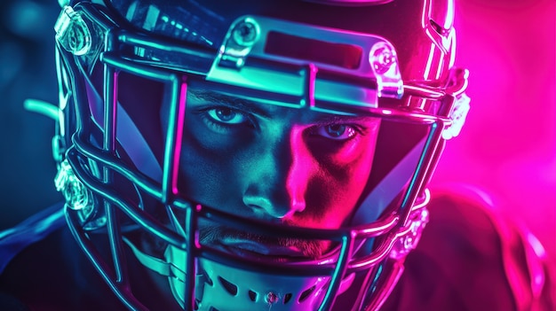 Free Photo american football player neon style