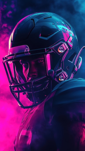 Free Photo american football player neon style