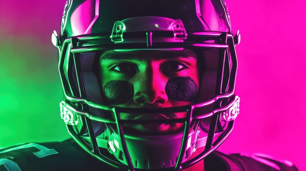 Free photo american football player neon style