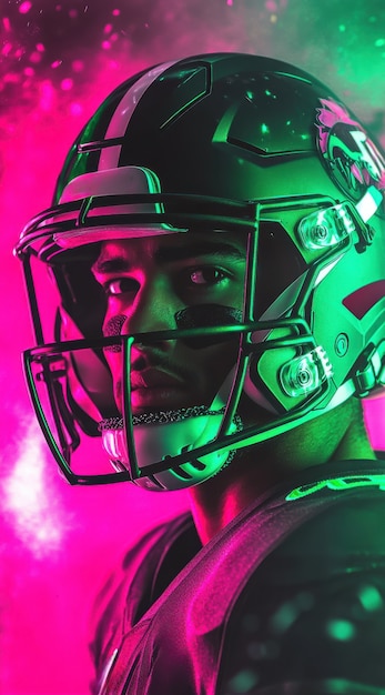 Free photo american football player neon style