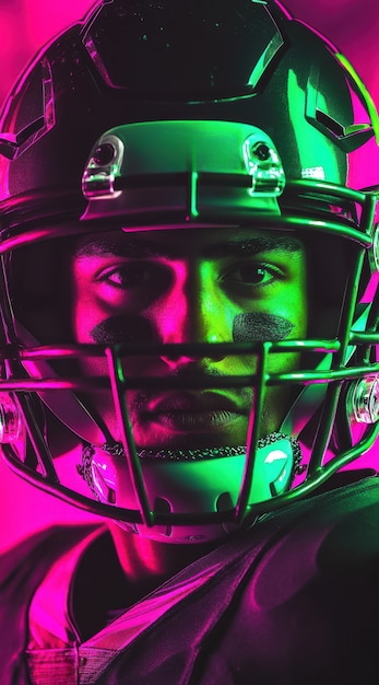 Free photo american football player neon style